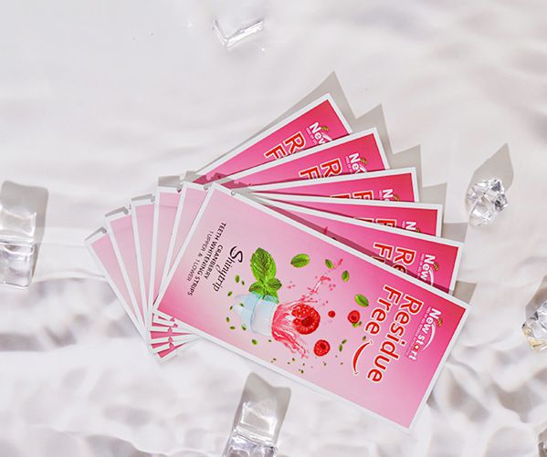 Tiras de clareamento dental sem resíduos de gel com sabor de cranberry